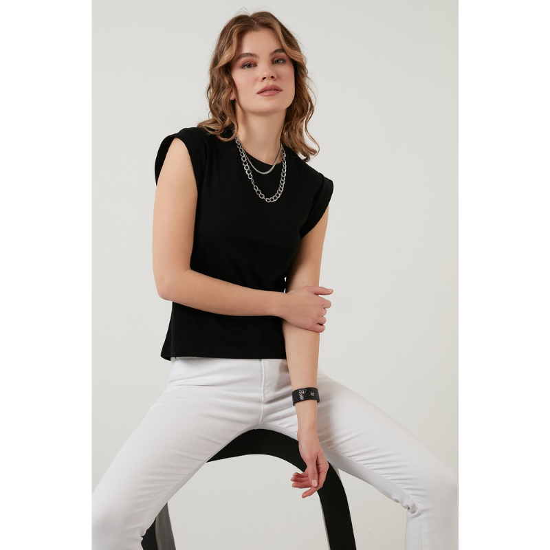 Lela Pamuklu Bisiklet Yaka Kolsuz Basic T Shirt Bayan T Shirt 5864201