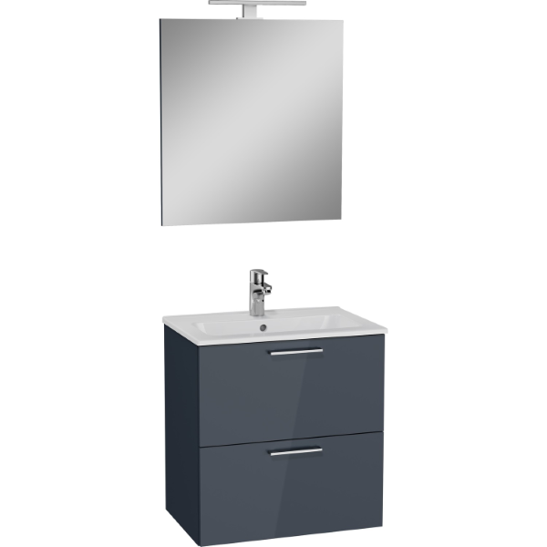 VitrA Mia 75102 Banyo Dolabı Seti, Çekmeceli, 60 cm, Antrasit